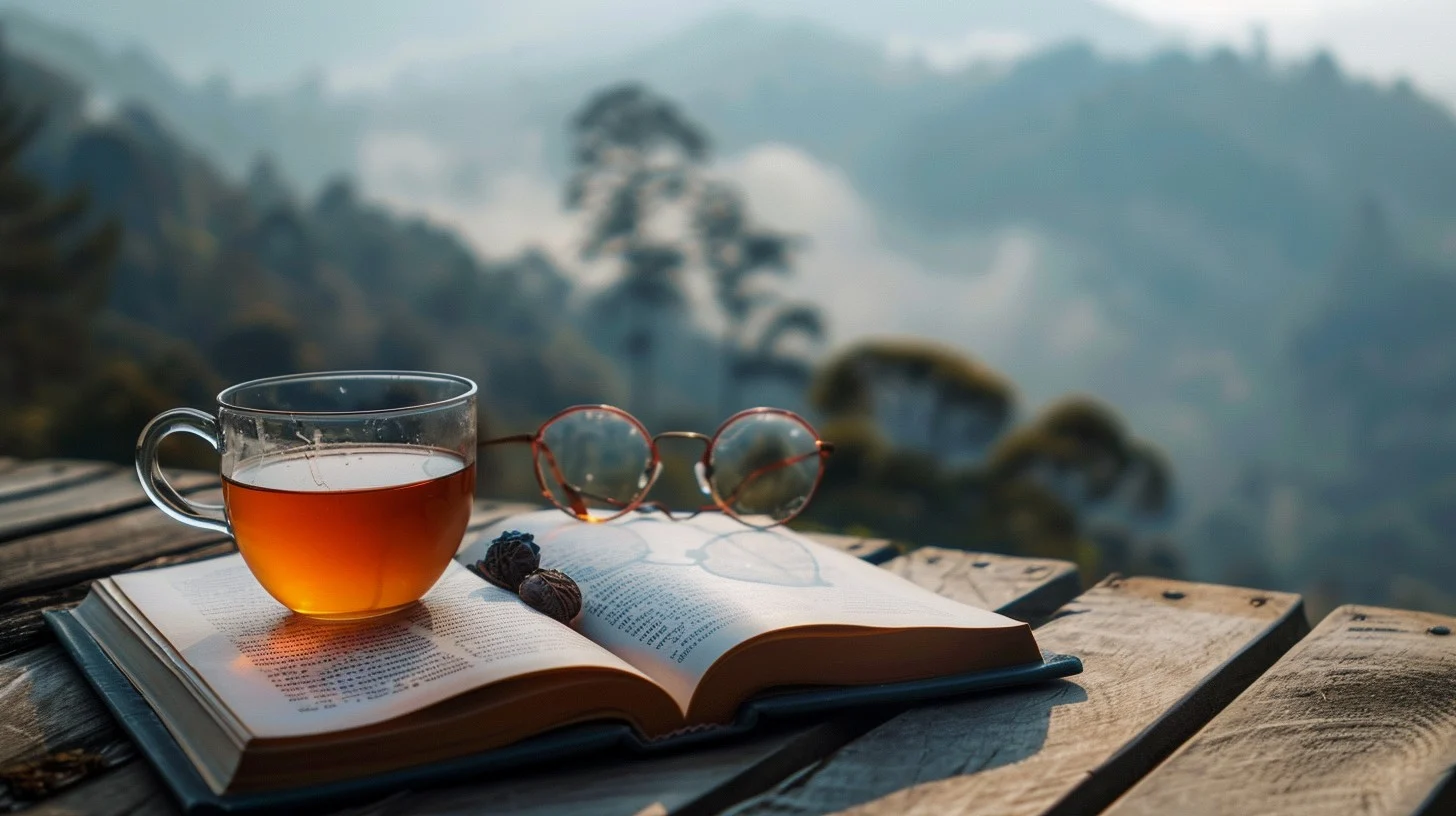 Calm morning scene with tea, a book and soft natural light representing a balanced daily routine